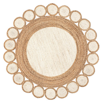 Skye Two-tone Jute Circle Border Area Rug